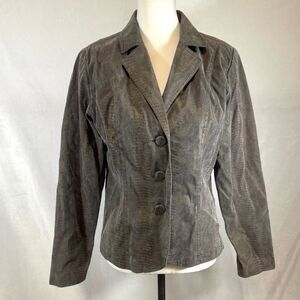 Vintage Bamboo Traders gray suede metallic snakeskin print blazer jacket small